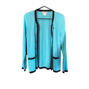 Exclusively Misook Women's Blue‎ Knit Open Front Cardigan with Tank Set Size S
